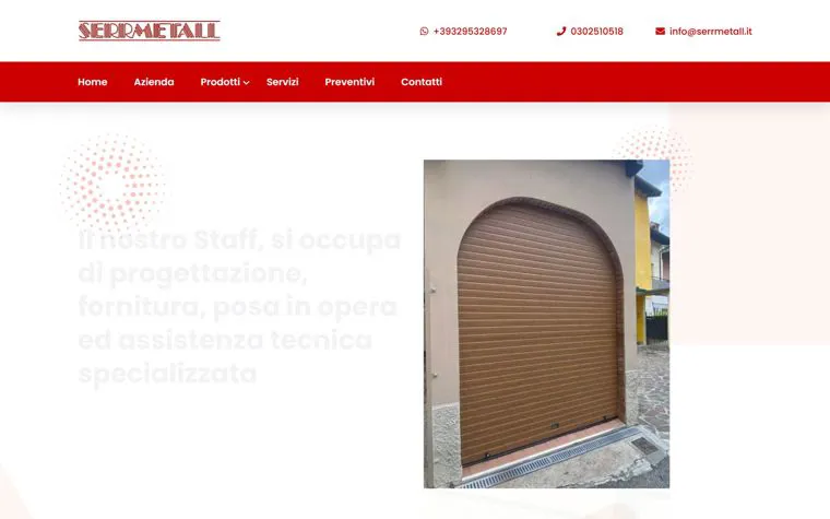 Home del sito Serrmetall con una serranda avvolgibile