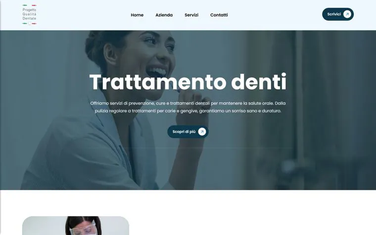 Home del sito Progetto Qualità Dentale con la pagina dei trattamenti