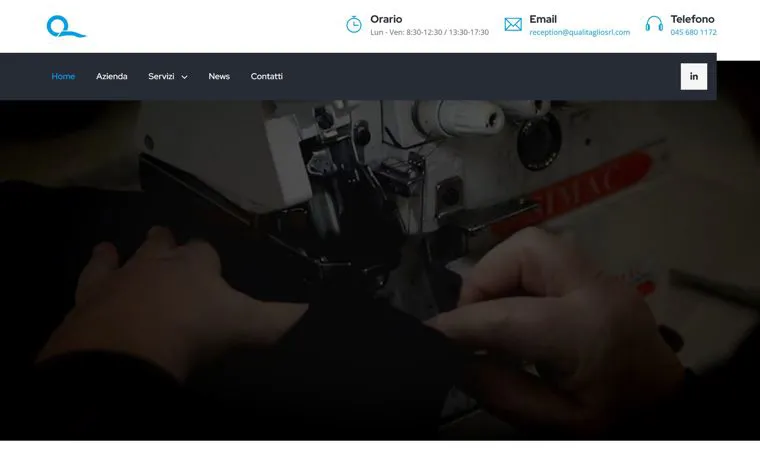 Home del sito Qualitaglio con il video del taglio dei tessuti