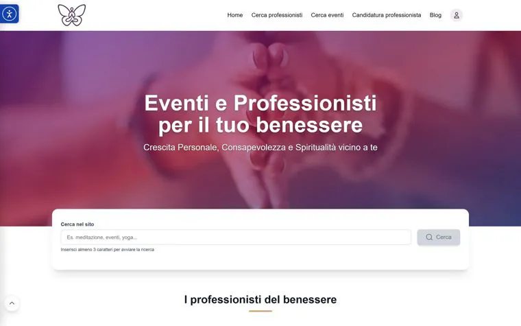 Home del portale Progetto Butterfly con la ricerca dei professionisti