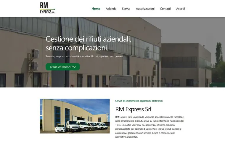 Home del sito RM Express sulla gestione dei rifiuti aziendali