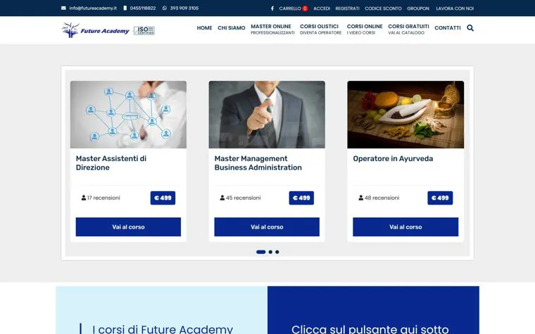 Home di Future Academy con il catalogo dei master online