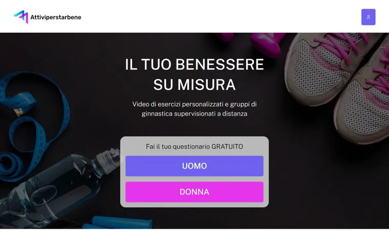 Home di Attiviperstarbene con il questionario iniziale